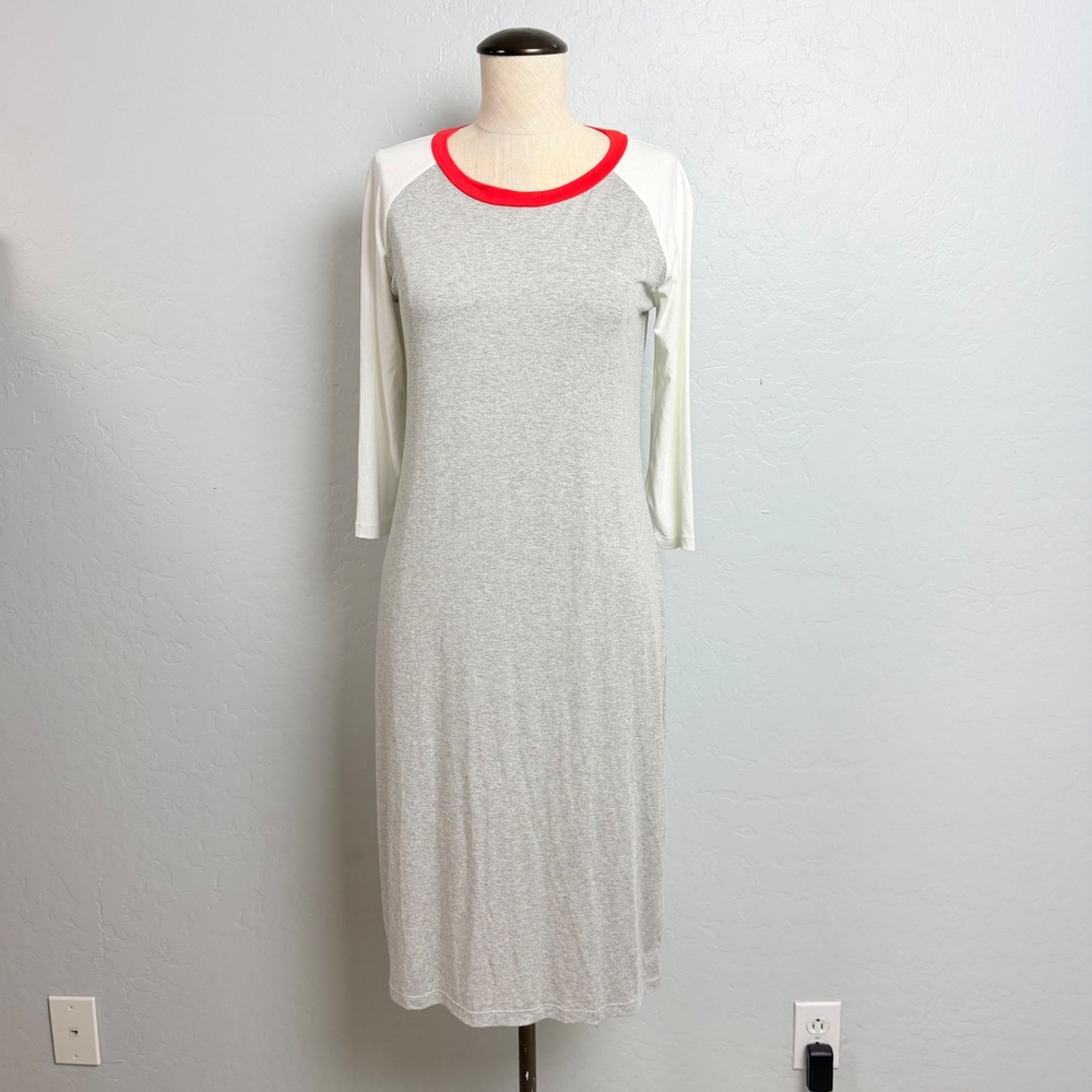 Sonnet James Play Dress Womens Small Grey White Red Raglan Sleeve Midi Dress NWT